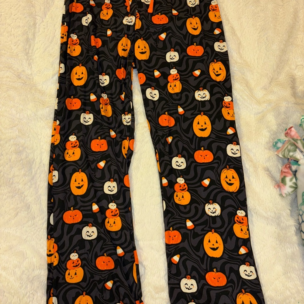 Halloween Pumpkin Print Pajama Pants